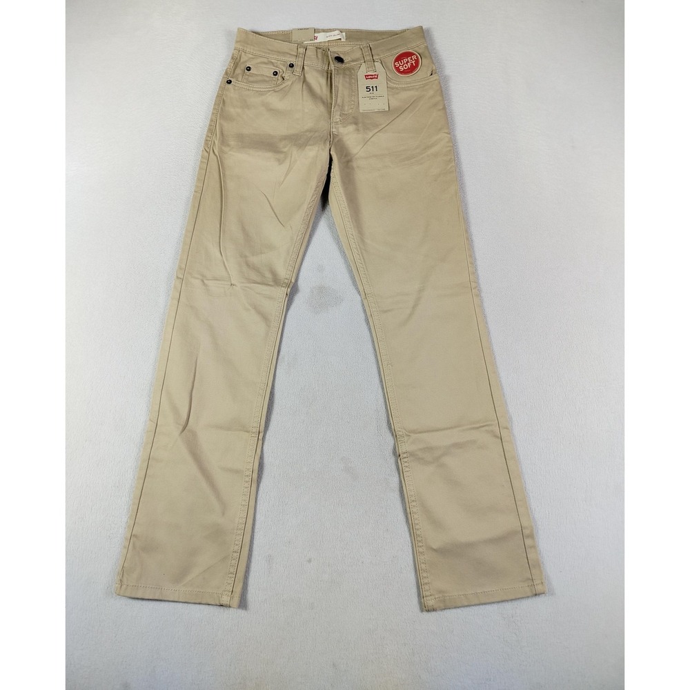Levi's Pants Boys 14 Beige 511 Slim‎ Stretch Super Soft Khakis School Casual